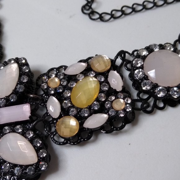 Black Chain Decorative Multicolor Necklace Adjustable 21 To 23 Inches - Picture 5 of 15